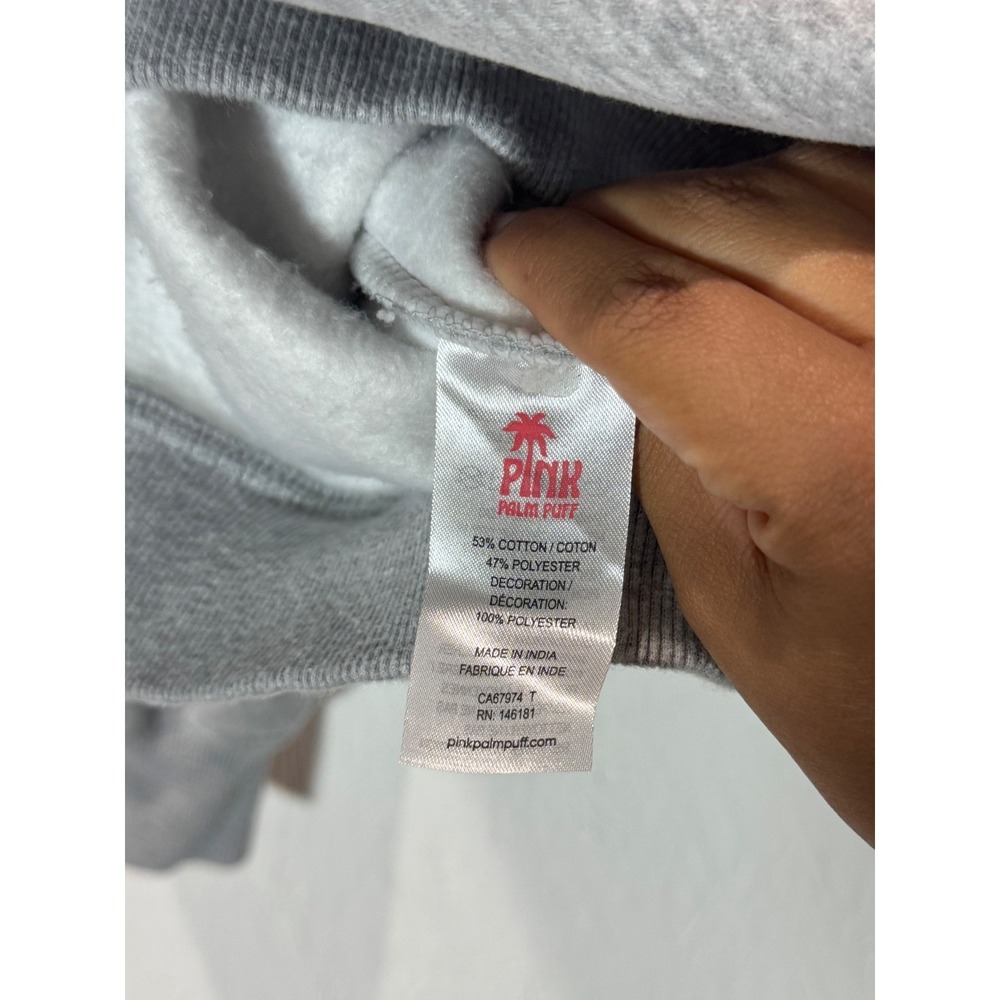 Pink Palm Puff Lacy Hoodie Sky Grey Large Angel Wings Embroidered Oversized - Picture 10 of 10
